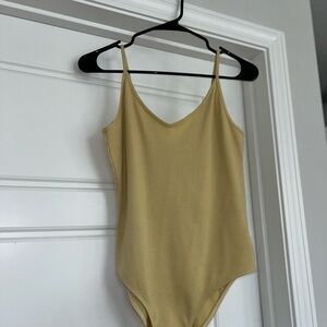American Eagle Outfitters Yellow Ribbed Bodysuit